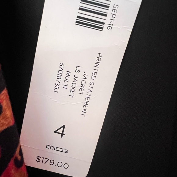Chicos Printed statement Blazer NWT sz 4 - Picture 8 of 11
